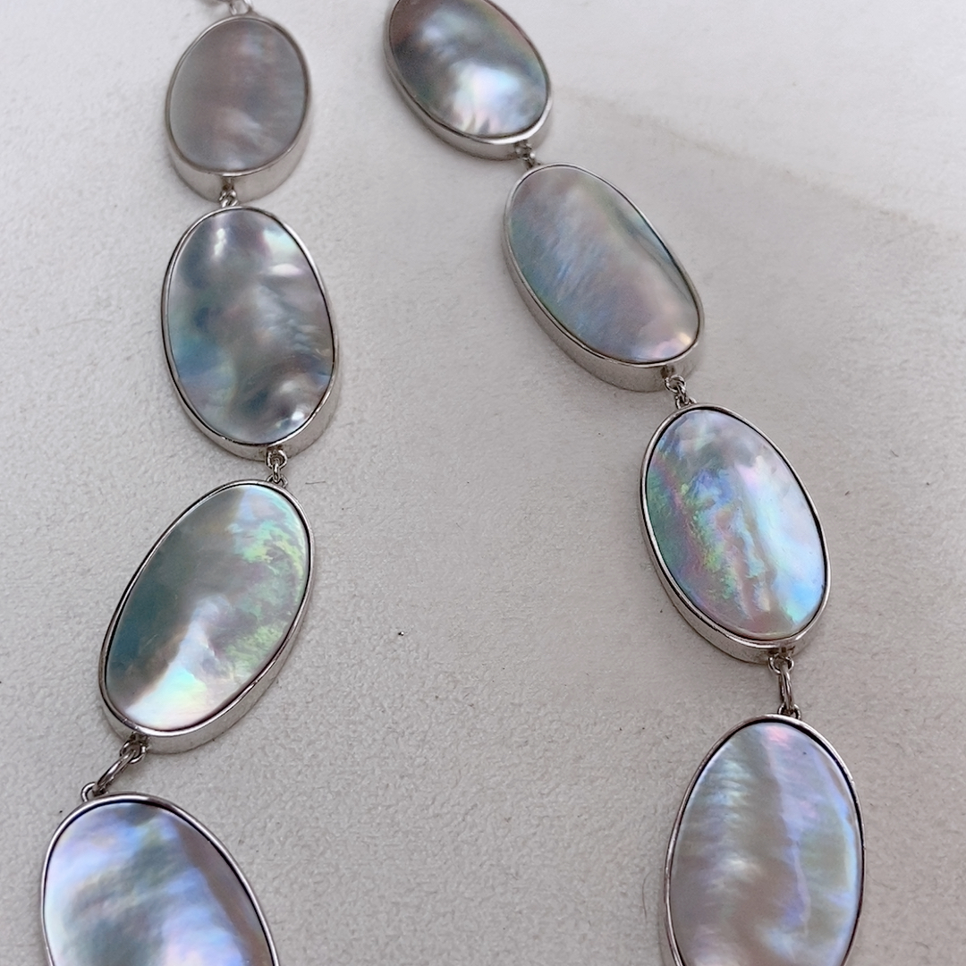 大气海水马贝项链，纯银包边