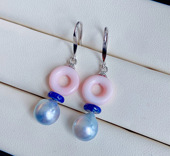 设计款 天然色日本海水akoya耳环 真多麻色精工纯银