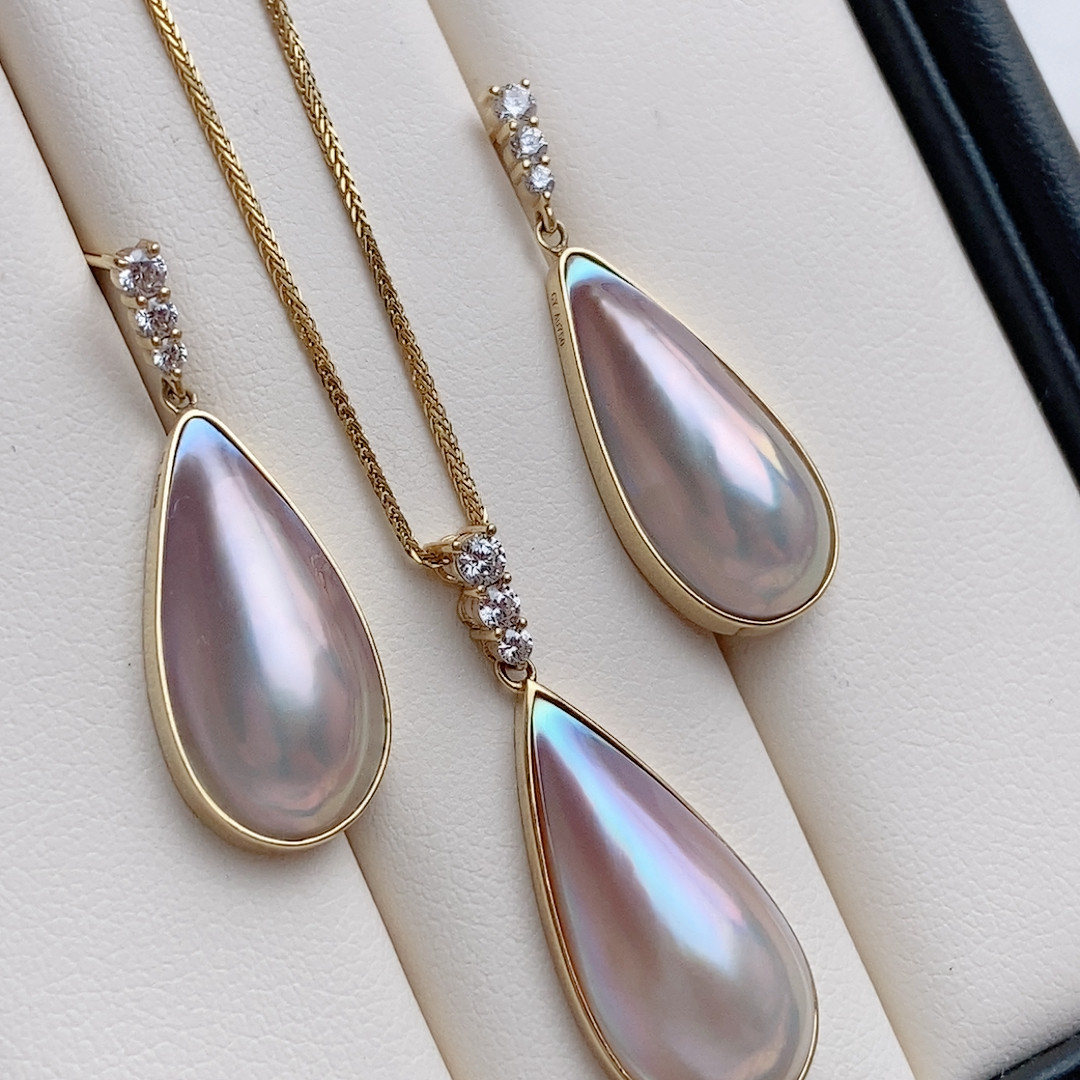 库存清，温柔色日本奄美岛海水马贝耳环吊坠，18K,珠宝/钻石/翡翠,耳饰,淘宝优惠券,粉丝福利购,淘宝优惠卷