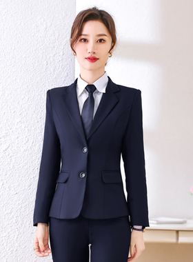 深蓝色西装套装女2026年春季新款职业装通勤正装工作服女西服外套