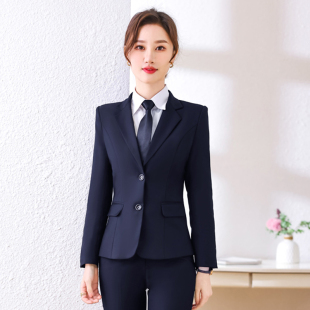 深蓝色西装套装女2026年春季新款职业装通勤正装工作服女西服外套