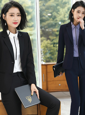 春秋职业装套装气质女神范面试正装女学生黑色西装外套西服工作服