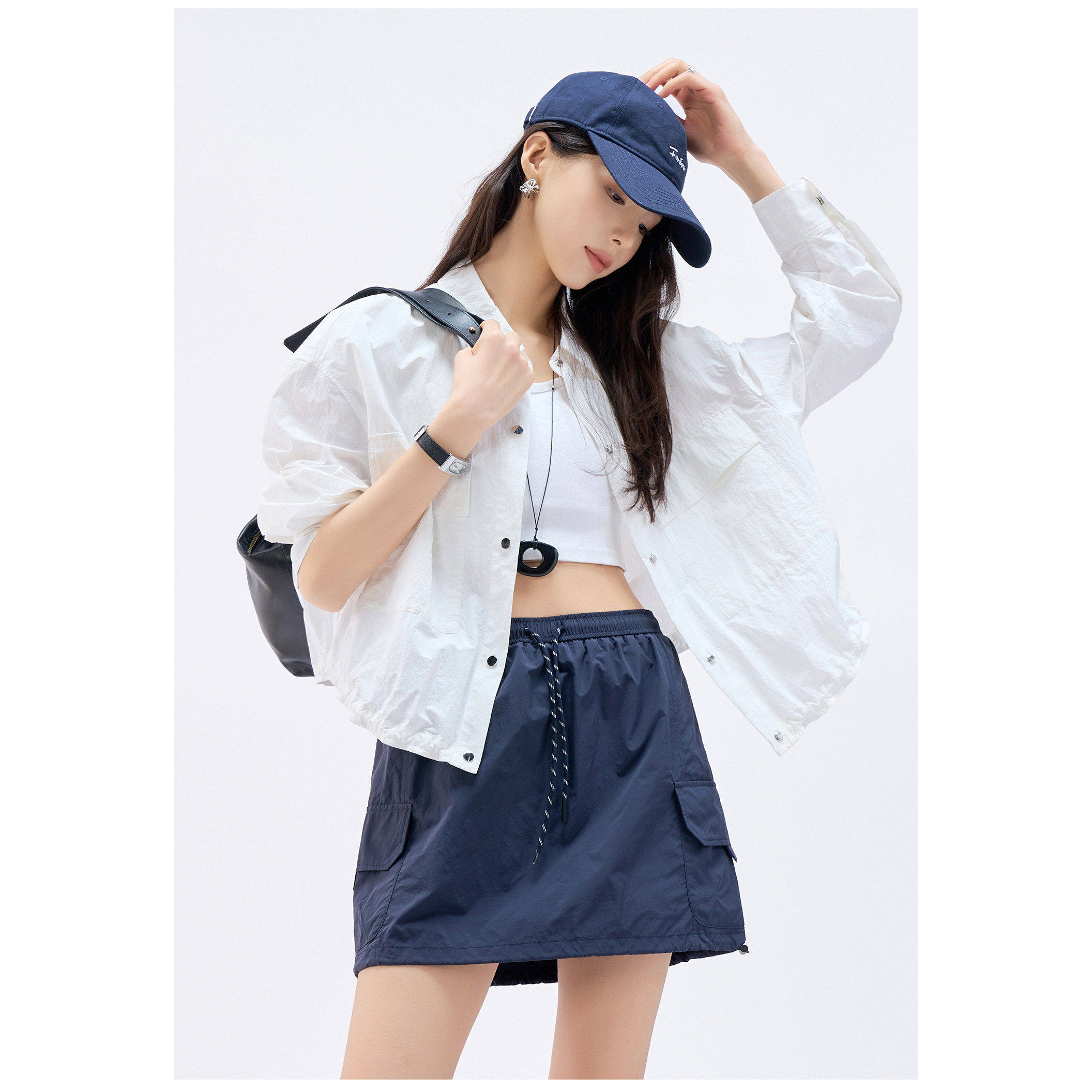 【轻盈凉感】娅丽达夏装女2026新款宽松白色休闲外套短款遮阳上衣