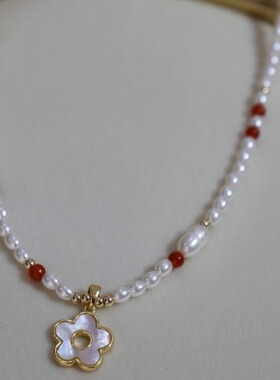 A·S vintage|少女巴洛克珍珠饰品手工串珠复古日系花朵项链