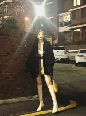 白色真皮长靴女秋冬细跟尖头显瘦高筒侧拉链长筒靴子2025秋冬新款