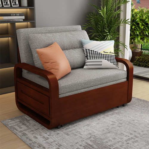 贝尔可尼沙发床可伸缩中式胡桃色