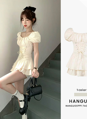 夏日绝美穿搭小裙子气质收腰蛋糕连衣裙纯欲甜辣温柔初恋公主短裙