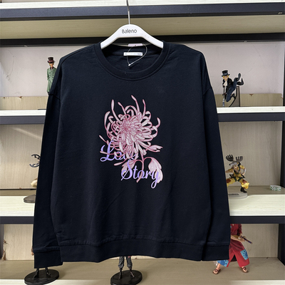 班尼路秋季新品女装时尚百搭纯棉圆领长袖印花卫衣针织衫88833203