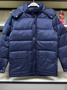 班尼路男士羽绒服秋冬新款休闲舒适大毛领加厚羽绒外套保暖可拆帽