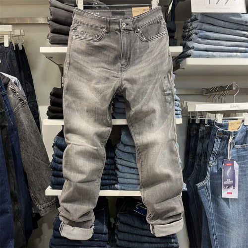 班尼路简约潮流高弹修身牛仔长裤