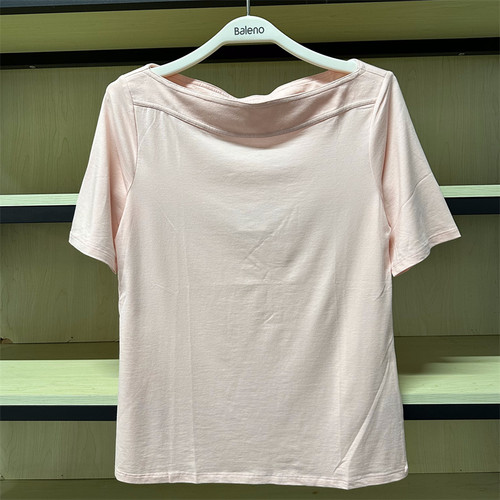 班尼路夏季新品女装 百搭舒适纯色莫代尔一字肩短袖T恤衫88903253