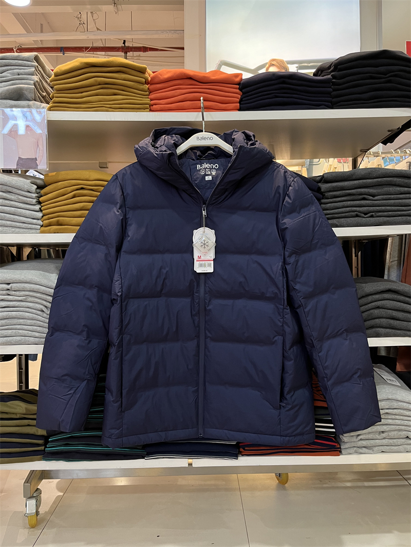 纯色无缝连帽羽绒服男士外套保暖