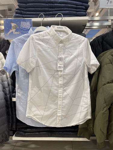 班尼路夏季新品男装 青年时尚棉麻休闲衬衫格子短袖衬衣88904012