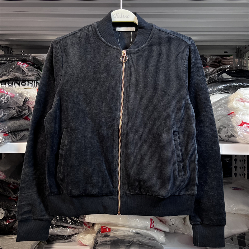 班尼路2022秋新款女装休闲立领灯芯绒棒球服纯色开衫外套88837963