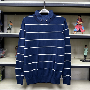 班尼路2021男装 简约百搭拼接假两件针织上衣8821306M004 秋冬新款