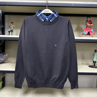 班尼路2021男装 简约百搭拼接假两件针织上衣8821306M004 秋冬新款