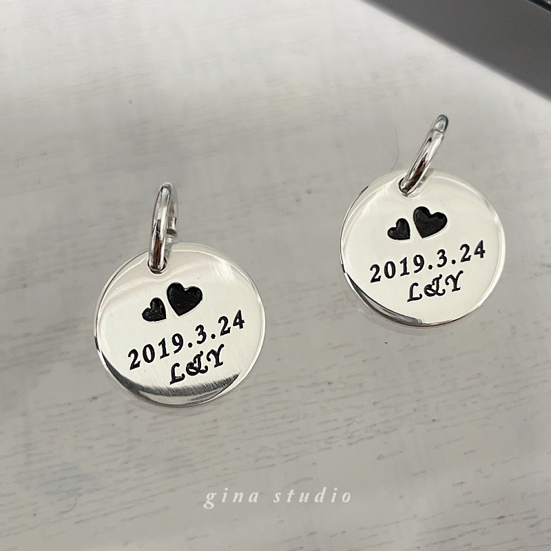 刻字圆牌other/其他情侣纯银吊坠