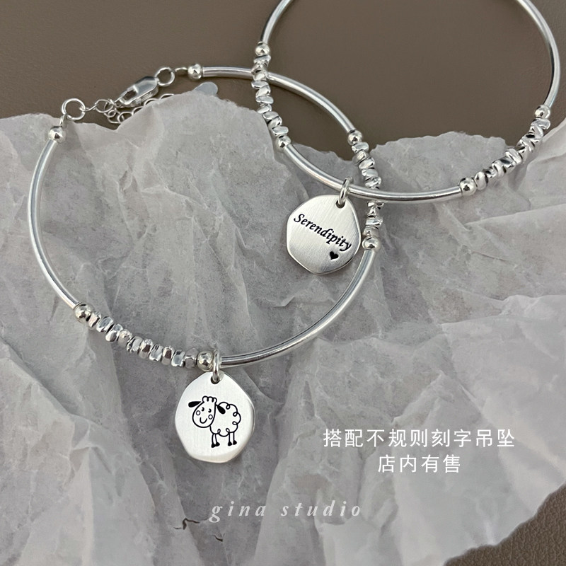 925纯银碎银几两银管手链女极简百搭ins风银饰