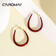 卡洛美安可拉红耳圈小众高级感复古港风精致耳环独特气质素圈耳饰