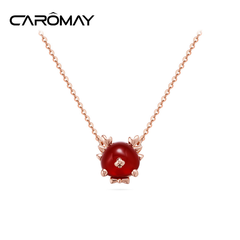 CAROMAY可爱生肖龙玛瑙项链小众颈链本命年锁骨链送女友新年礼物