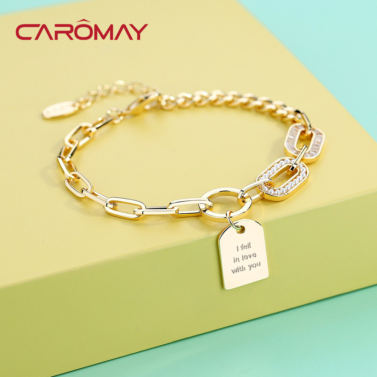 CAROMAY简约小众设计字母手链女欧美酷飒手环网红气质高级感手饰