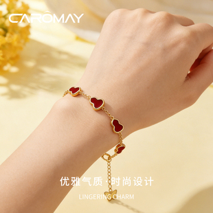 卡洛美赤金福禄手链女显白红色葫芦手来你小众气质新年喜庆手饰品