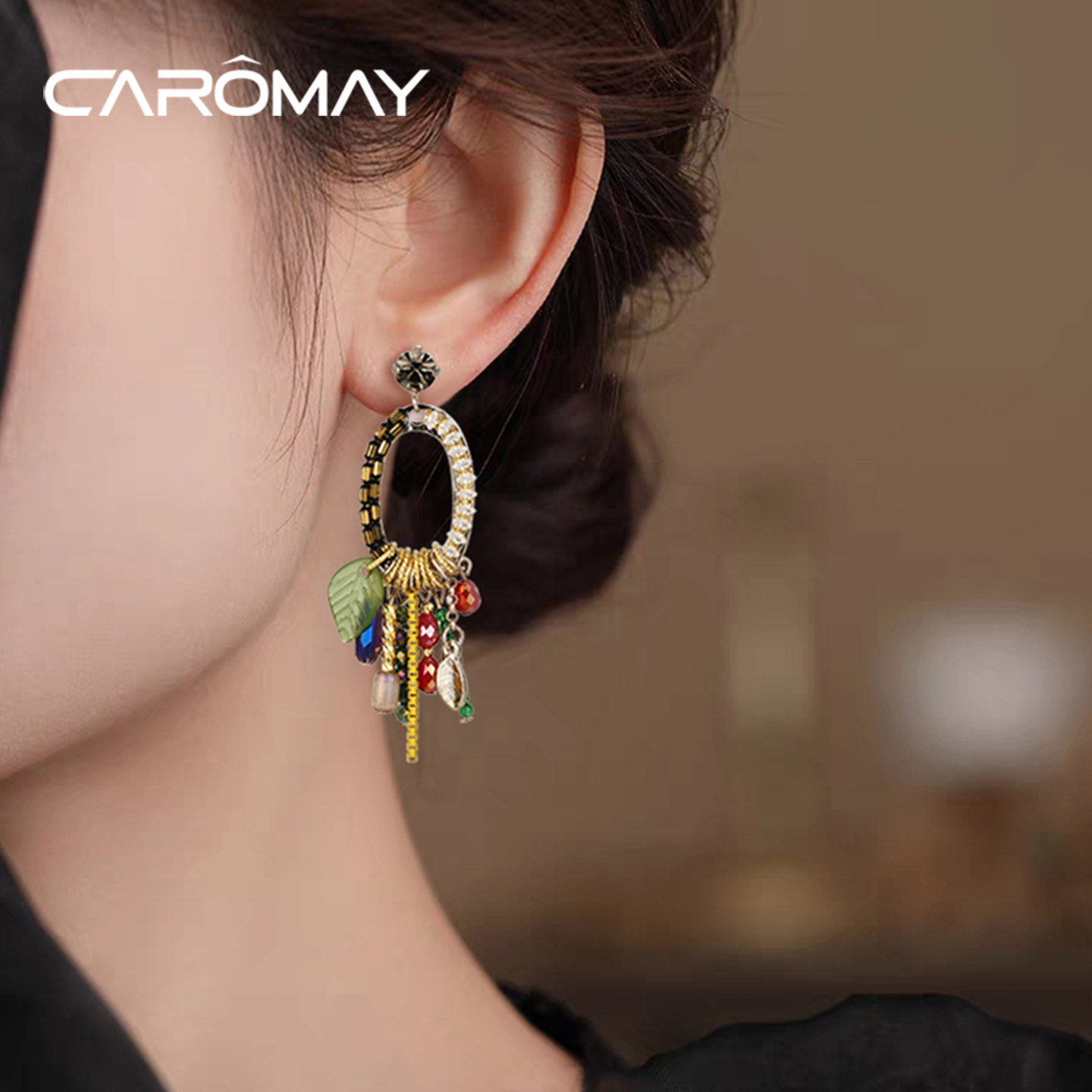 卡洛美森屿彩藤耳环女夸张度假风复古时尚耳钉设计感百搭手工耳饰,饰品/流行首饰/时尚饰品新,耳环,淘宝优惠券,粉丝福利购,淘宝优惠卷