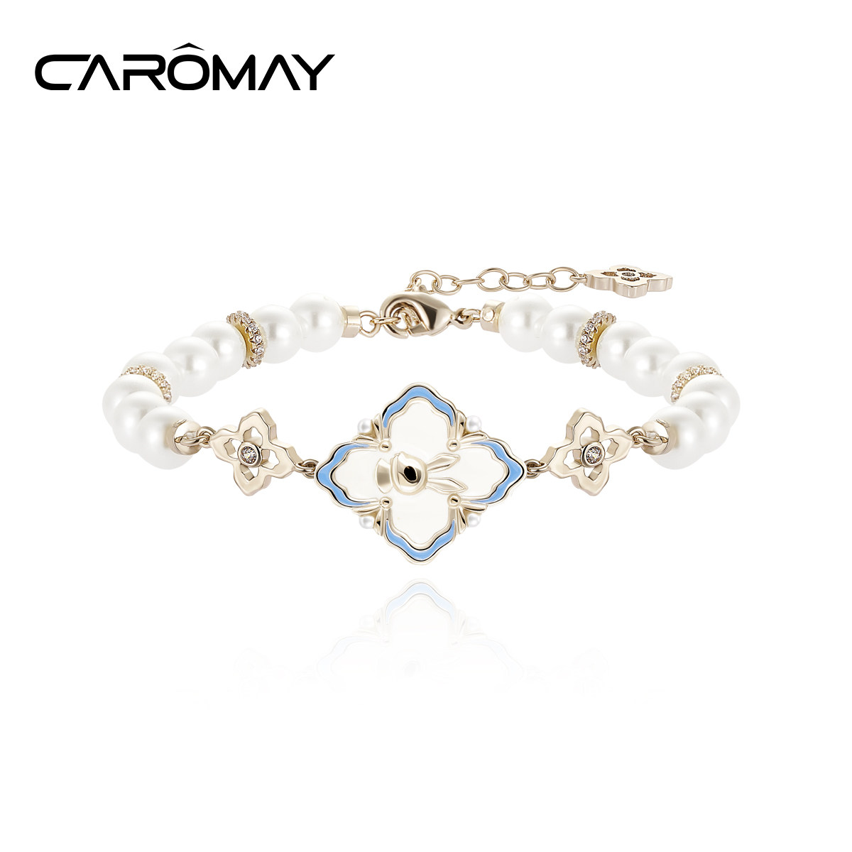 CAROMAY设计师布拉米兔系列·十字珍珠手链时尚高级感2023年新潮