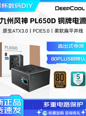 九州风神 PL650D铜牌ATX3.0电源额定750W台式机电脑800W静音电源