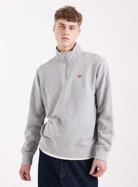海外代购Levi’s/李维斯男士外套半拉链立领休闲日常灰色卫衣