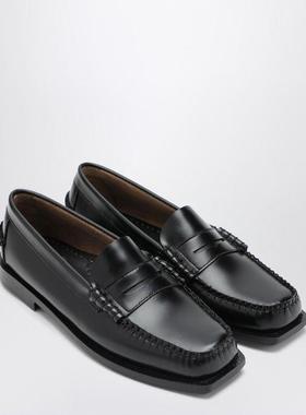 代购Sebago仕品高女士乐福鞋透气耐磨轻便舒适黑色方头光滑抛光