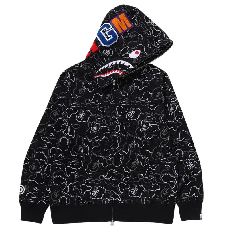 A BATHING APE男士卫衣保暖防风迷彩连帽街头休闲外套爆款嘻哈