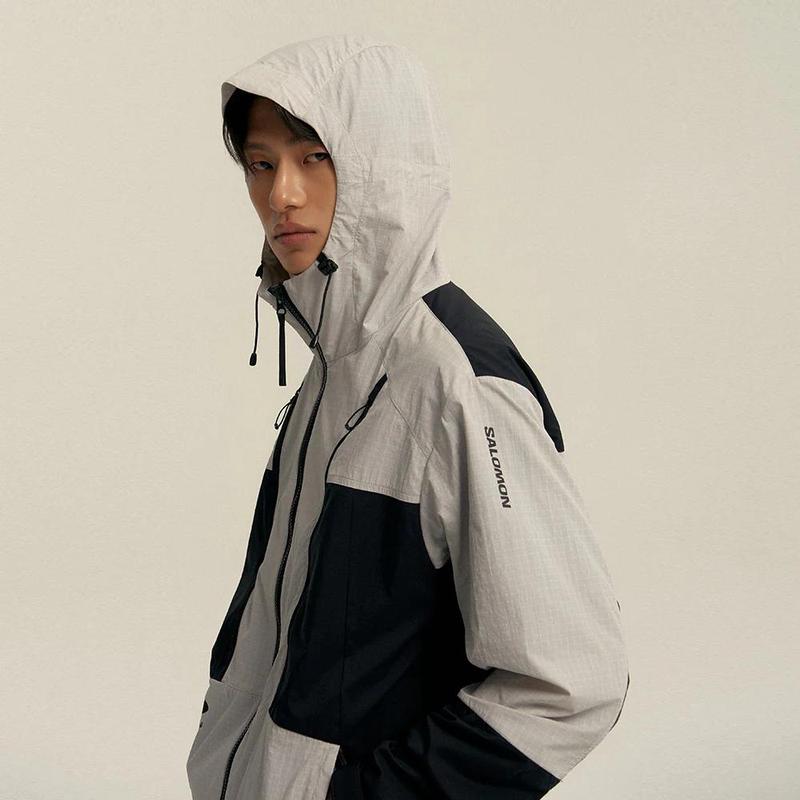 代购SALOMON萨洛蒙男士冲锋衣防风防水轻便户外夹克连帽长袖