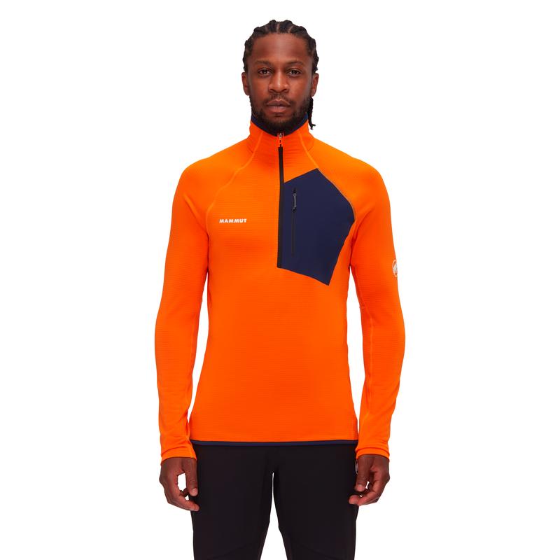 代购Mammut男士保暖内衣透气排汗保暖户外T恤半拉链长袖速干衣