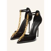 女增高修饰脚型时尚 代购 BALMAIN高跟鞋 百搭舒适耐磨黑色漆皮细高