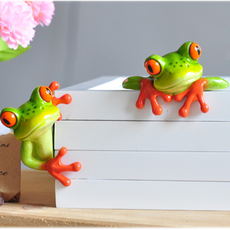 树脂蛙电脑贴家居装饰品创意小摆件可爱青蛙3d立体贴书架冰箱贴
