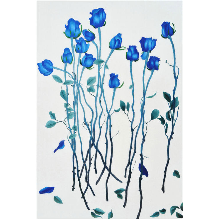 苏绣diy初学套件 针迹扫描 蓝玫瑰花 蓝色妖姬 刺绣入门自学图案