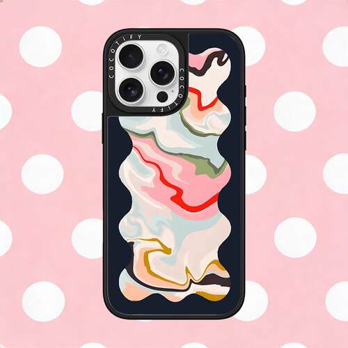 适用iPhone苹果16promax手机壳16pro/17/16轻奢风14补妆镜15网红16plus潮牌15pro保护套波浪彩色条纹