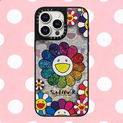 磁吸MagSafe日本潮牌村上隆太阳花适用iphone16pro手机壳17promax苹果15plus镜面明星同款14网红小众13女