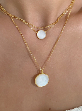 轻奢精致优雅白贝母罗盘项链