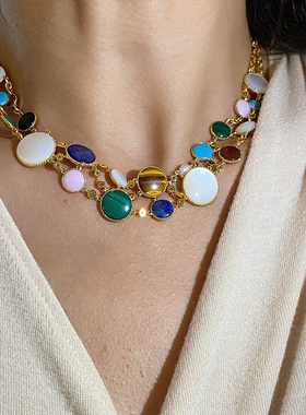 高端定制双层彩色星盘项链颈链