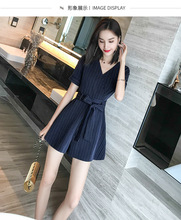 连体套装女夏2020韩版v领阔腿裤1