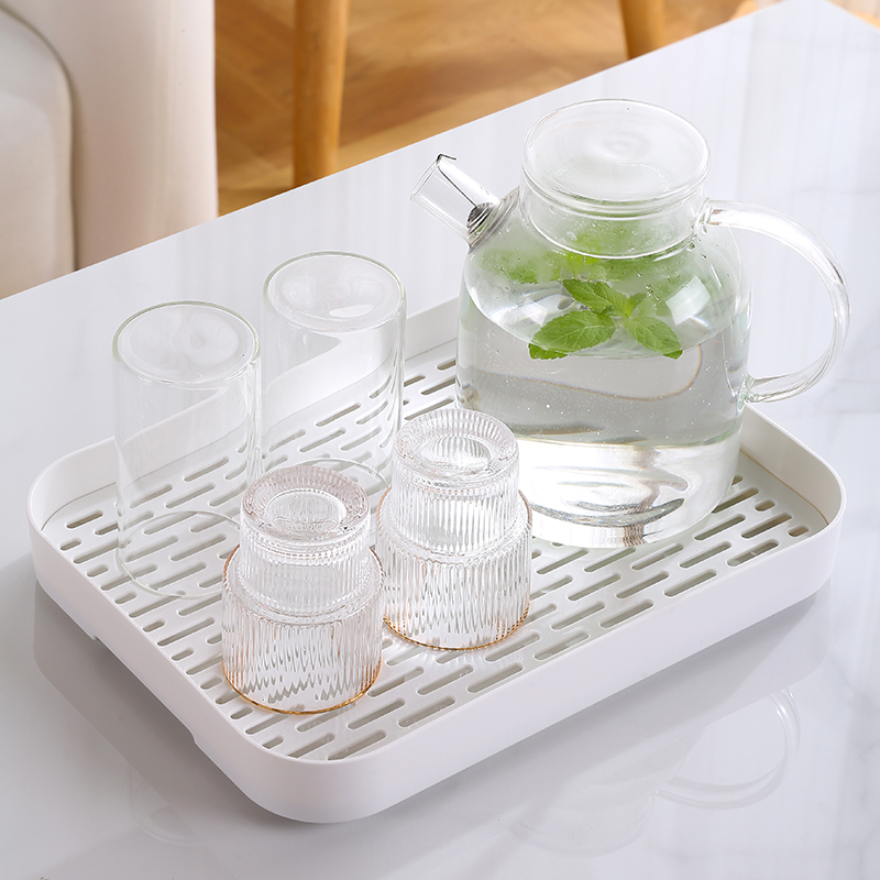 杯子沥水盘家用客厅双层塑料托盘长方形茶几茶水盘水果盘沥水篮架
