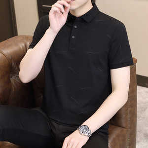 PL309-P35 夏季2025新款男士POIO衫宽松印花翻领T恤图片