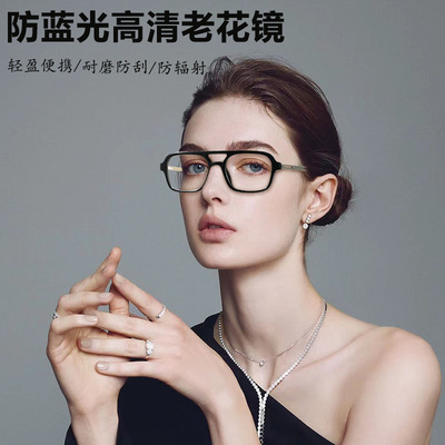 电商新款防复古方框双梁豹纹老花