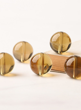 天然黄水晶单珠招财水晶散珠diy