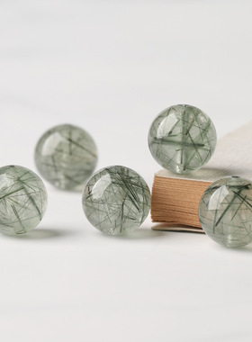 天然绿发晶圆珠招财珠子diy多宝