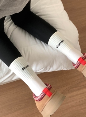 鲨鱼裤配的袜子女秋冬雪地靴堆堆袜白色长筒袜春秋灰色长袜字母袜