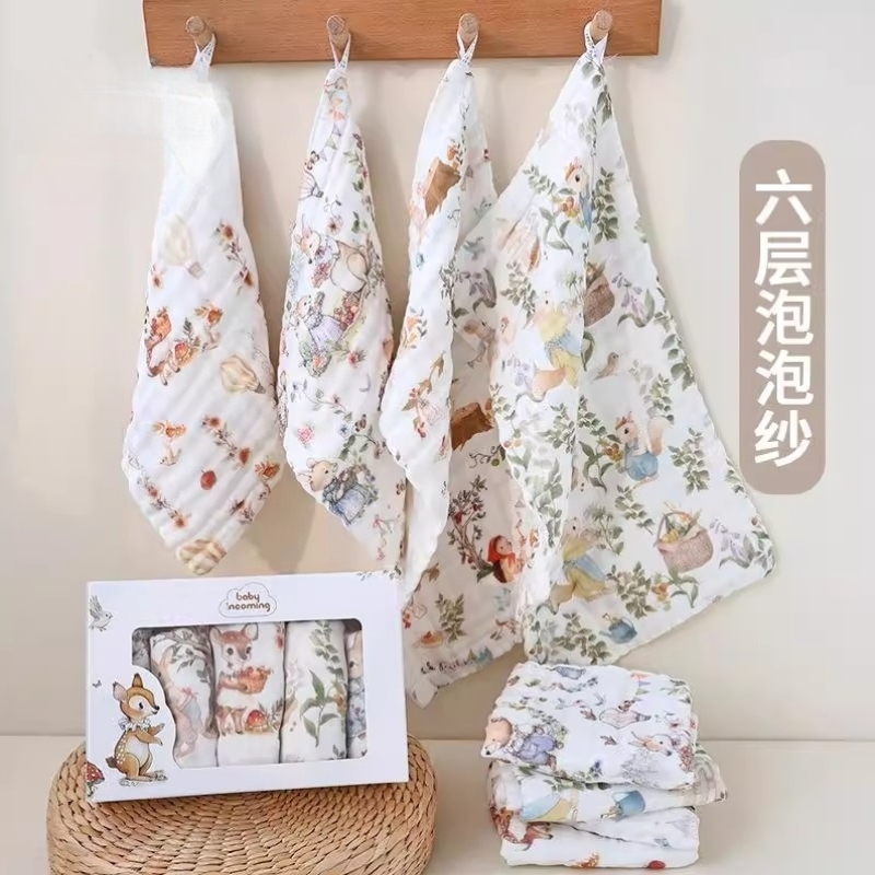婴儿洗脸巾宝宝口水巾新生儿喂奶超软手帕毛巾纯棉纱布擦脸小方巾