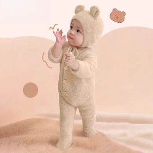 宝宝毛茸茸连体睡衣超萌儿童秋装毛绒衣服婴儿搞笑家居服秋冬